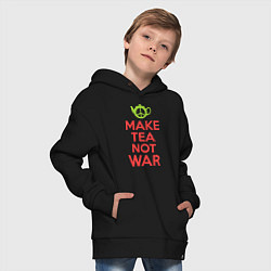 Толстовка оверсайз детская Make tea not war, цвет: черный — фото 2