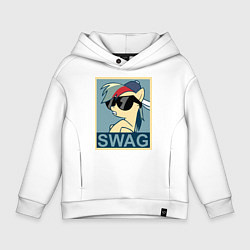 Толстовка оверсайз детская Rainbow Dash swag, цвет: белый