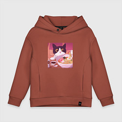 Детское худи оверсайз Кот и лапша