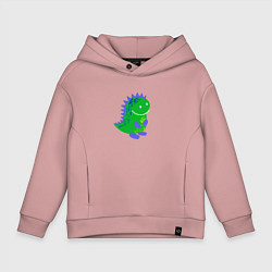 Детское худи оверсайз Зеленый дракончик-динозаврик