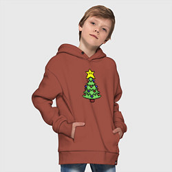 Толстовка оверсайз детская Пиксельная елка, цвет: кирпичный — фото 2