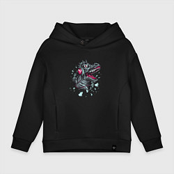 Толстовка оверсайз детская Музыкальный динозавр, цвет: черный