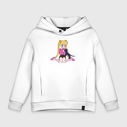 Толстовка оверсайз детская Усаги и Луна, цвет: белый