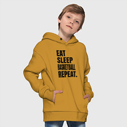 Толстовка оверсайз детская EAT SLEEP BASKETBALL REPEAT, цвет: горчичный — фото 2