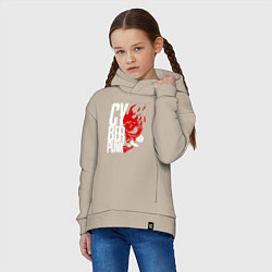 Толстовка оверсайз детская Cyberpunk 2077 Белый панк, цвет: миндальный — фото 2