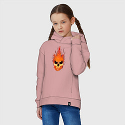 Толстовка оверсайз детская Fire flame skull, цвет: пыльно-розовый — фото 2