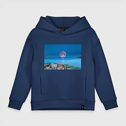 Толстовка оверсайз детская Лунный пляж, цвет: тёмно-синий