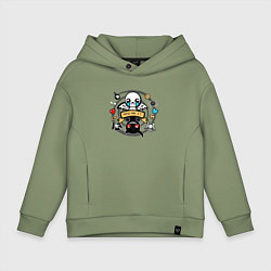 Толстовка оверсайз детская THE BINDING OF ISAAC WHO AM I, цвет: авокадо