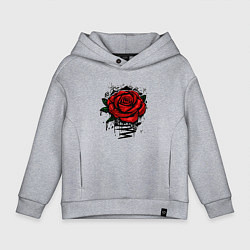 Толстовка оверсайз детская Красная Роза Red Rose, цвет: меланж