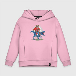Толстовка оверсайз детская Мопс на динозавре, цвет: светло-розовый