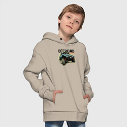 Толстовка оверсайз детская Внедорожные приключения, цвет: миндальный — фото 2
