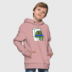 Толстовка оверсайз детская Лягушонок пепе, цвет: пыльно-розовый — фото 2