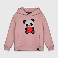 Толстовка оверсайз детская Love Панда, цвет: пыльно-розовый