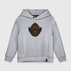 Толстовка оверсайз детская Дракон ацтеков из камня, цвет: меланж