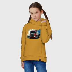 Толстовка оверсайз детская SCANIA Дальнобой, цвет: горчичный — фото 2