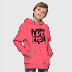Толстовка оверсайз детская Hot Wheels Live Fast, цвет: коралловый — фото 2
