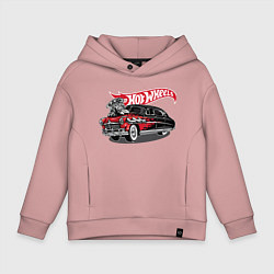 Толстовка оверсайз детская Hot Wheels Hot rod car, цвет: пыльно-розовый