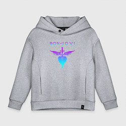 Толстовка оверсайз детская BON JOVI NEON LOGO HEART, цвет: меланж