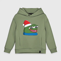 Толстовка оверсайз детская Pepe, pepe happy, Пепе хеппи, pepe happy new year, цвет: авокадо