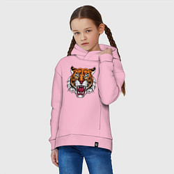 Толстовка оверсайз детская Style - Tiger, цвет: светло-розовый — фото 2