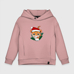 Детское худи оверсайз Новогодний тигренок ползет