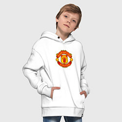 Толстовка оверсайз детская Манчестер Юнайтед логотип, цвет: белый — фото 2