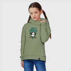 Толстовка оверсайз детская Анахайм Дакс, Mighty Ducks, цвет: авокадо — фото 2