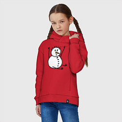 Толстовка оверсайз детская Снеговик в дудл-стиле, цвет: красный — фото 2