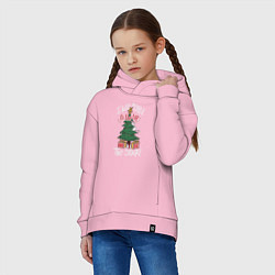 Толстовка оверсайз детская Cat on the tree, цвет: светло-розовый — фото 2