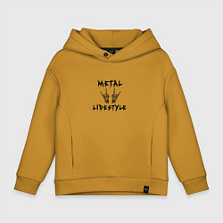 Толстовка оверсайз детская Металлика Metallica рок, цвет: горчичный