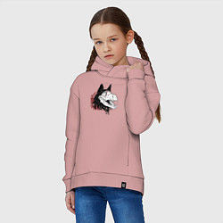 Толстовка оверсайз детская Fashionable avant-garde wolf, цвет: пыльно-розовый — фото 2