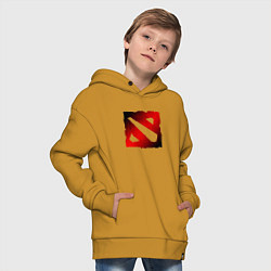 Толстовка оверсайз детская ЧЁРНО КРАСНОЕ ЛОГО ДОТА 2 DOTA 2 LOGO, цвет: горчичный — фото 2