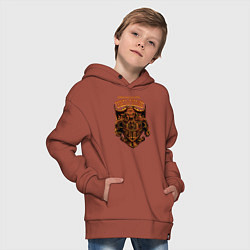 Толстовка оверсайз детская Бык в доспехах, цвет: кирпичный — фото 2