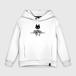 Толстовка оверсайз детская Stray: Black Logo, цвет: белый