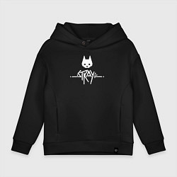 Толстовка оверсайз детская Stray: White Logo, цвет: черный