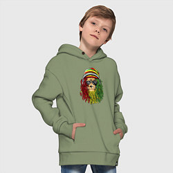 Толстовка оверсайз детская Rasta lioN, цвет: авокадо — фото 2