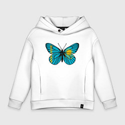 Толстовка оверсайз детская Бабочка - Казахстан, цвет: белый