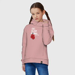 Толстовка оверсайз детская Есть Спать Боксировать Прекрасный день, цвет: пыльно-розовый — фото 2