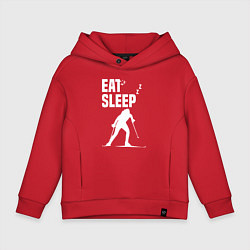 Толстовка оверсайз детская Ешь, Спи, Биатлон, цвет: красный