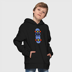 Толстовка оверсайз детская Скейтборд крутого пацана, цвет: черный — фото 2