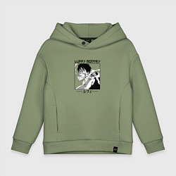 Толстовка оверсайз детская Ван-Пис, Луффи Luffy, цвет: авокадо