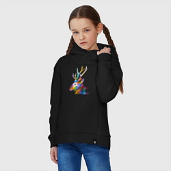 Толстовка оверсайз детская Цветной олень Colored Deer, цвет: черный — фото 2