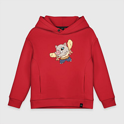 Толстовка оверсайз детская Иноске и креветки, цвет: красный