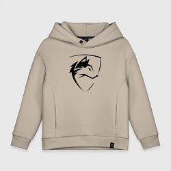 Толстовка оверсайз детская Wolf Emblem Jaw, цвет: миндальный