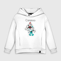 Толстовка оверсайз детская Cuphead веселые чашечки, цвет: белый