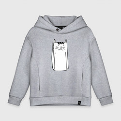 Толстовка оверсайз детская Белый длинный кот, цвет: меланж