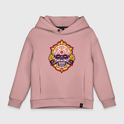 Толстовка оверсайз детская Poker Skull, цвет: пыльно-розовый