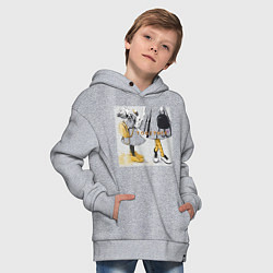 Толстовка оверсайз детская Мама и дочка с мороженым держатся за руки надпись, цвет: меланж — фото 2