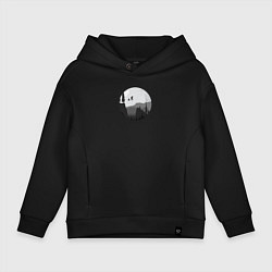 Толстовка оверсайз детская И тут медведи полетели, цвет: черный