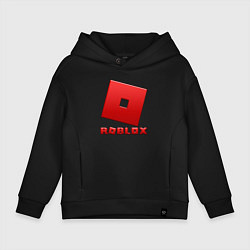 Толстовка оверсайз детская ROBLOX логотип красный градиент, цвет: черный